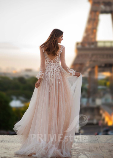 Exkluzívne kvetované svadobné šaty CT021 - primestyle.sk