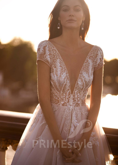 Luxusné čipkované svadobné šaty CT026 - primestyle.sk