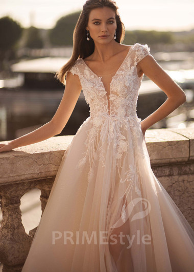 Luxusné čipkované svadobné šaty CT028 - primestyle.sk