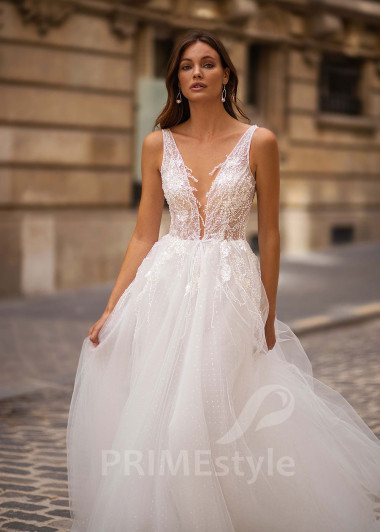 Elegantné čipkované svadobné šaty CT033 - primestyle.sk