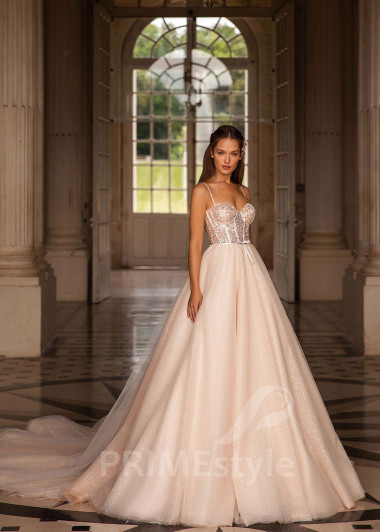 Luxusné trblietavé svadobné šaty CT040