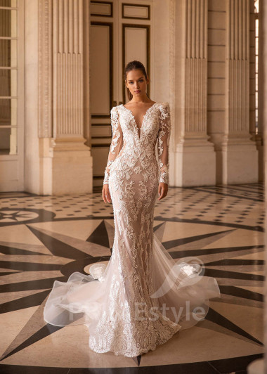 Luxusné celokrajkové svadobné šaty CT043