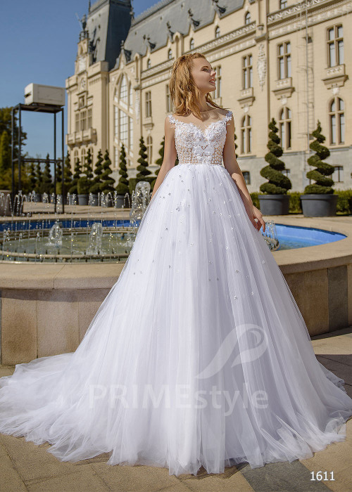 Jednoduché kvetované svadobné šaty RC1611