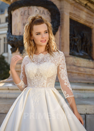 Elegantné saténove svadobné šaty RC1618 - primestyle.sk