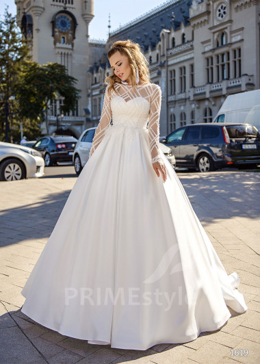 Extravagantné saténove svadobné šaty RC1619