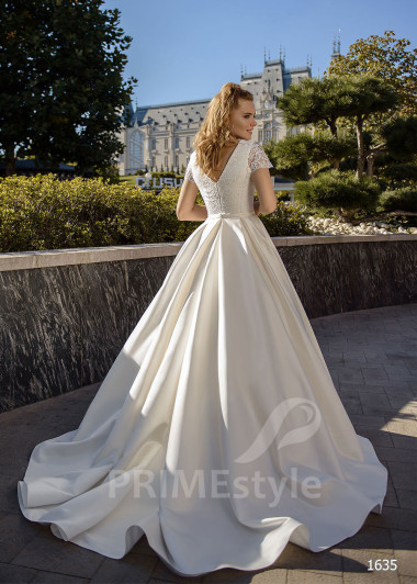 Jednoduché saténove svadobné šaty RC1635 - primestyle.sk