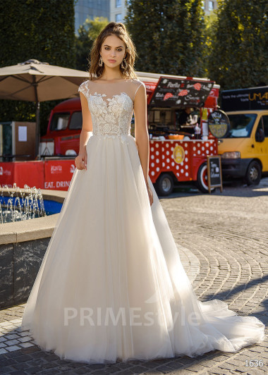 Jednoduché tylové svadobné šaty RC1636