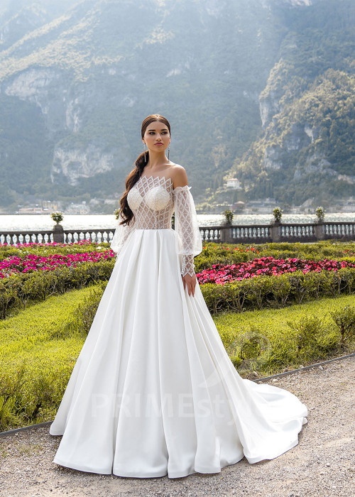 Extravagantné saténove svadobné šaty RS506