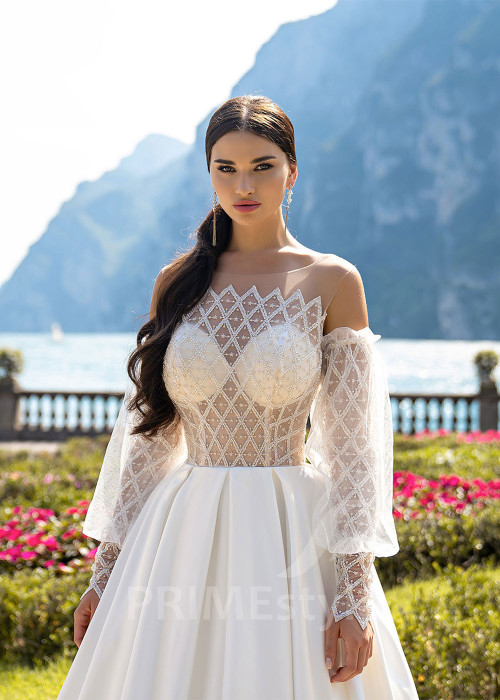 Extravagantné saténove svadobné šaty RS506