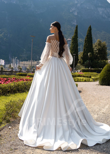 Extravagantné saténove svadobné šaty RS506 - primestyle.sk