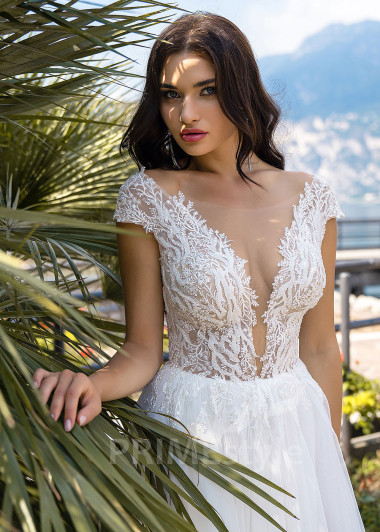 Jednoduché tylové svadobné šaty RS507 - primestyle.sk