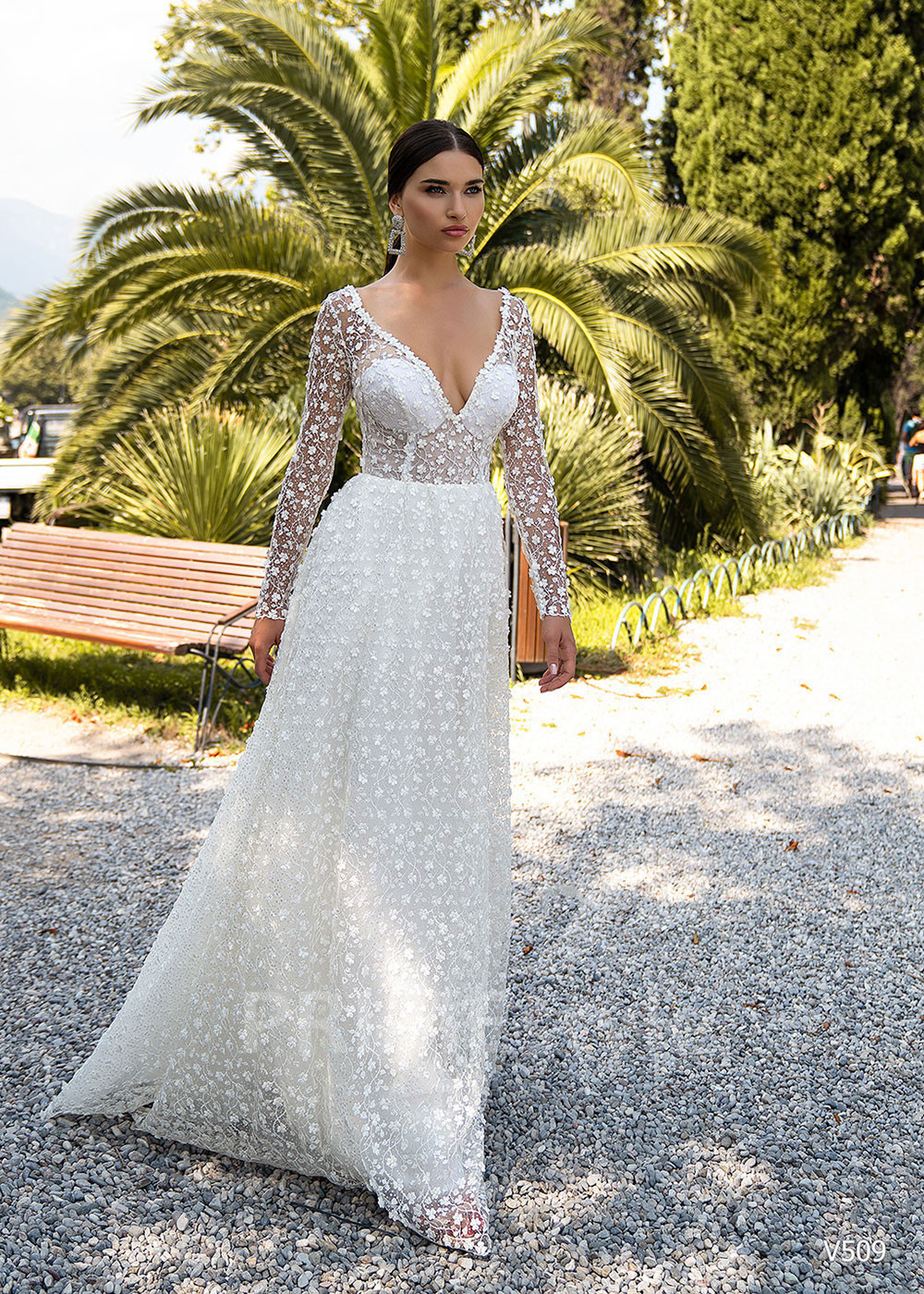 Luxusné kvetované svadobné šaty RS509