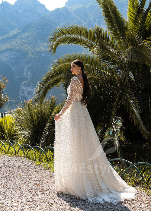 Luxusné kvetované svadobné šaty RS509