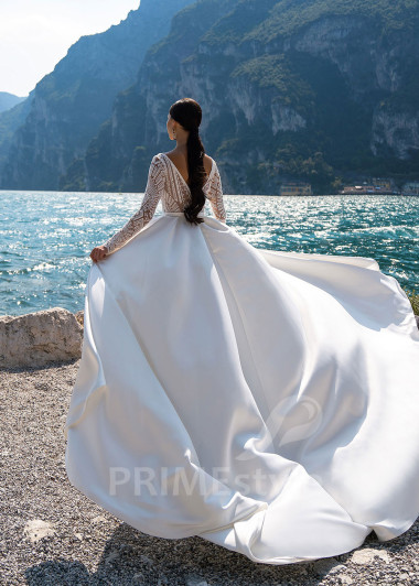 Extravagantné saténove svadobné šaty RS512 - primestyle.sk