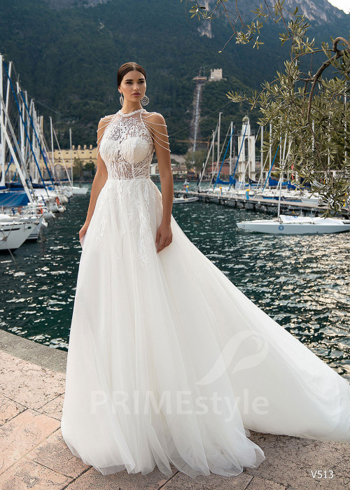 Luxusné čipkované svadobné šaty RS513
