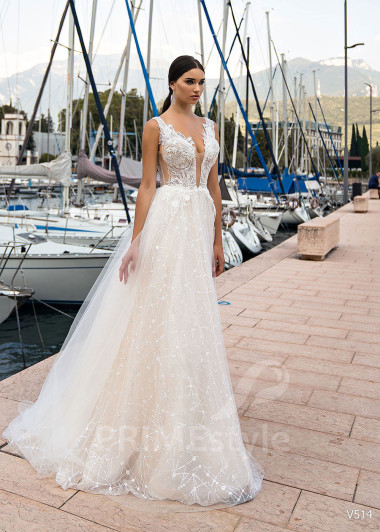 Luxusné trblietavé svadobné šaty RS514