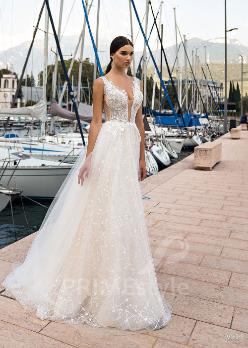 Luxusné trblietavé svadobné šaty RS514