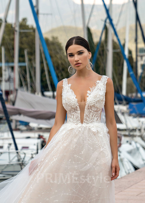 Luxusné trblietavé svadobné šaty RS514