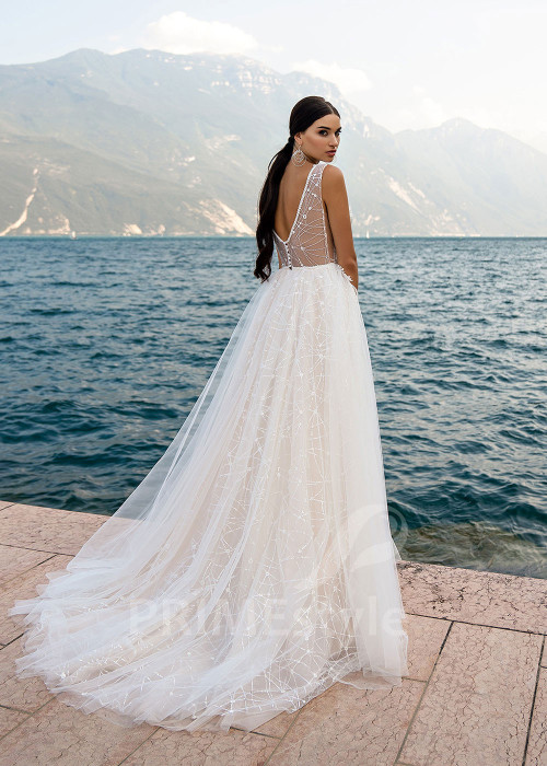 Luxusné trblietavé svadobné šaty RS514