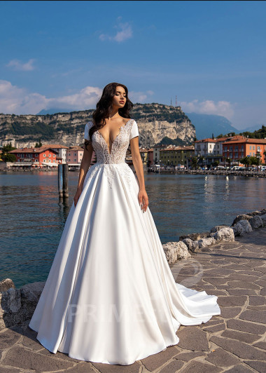 Elegantné minimalistické svadobné šaty RS518