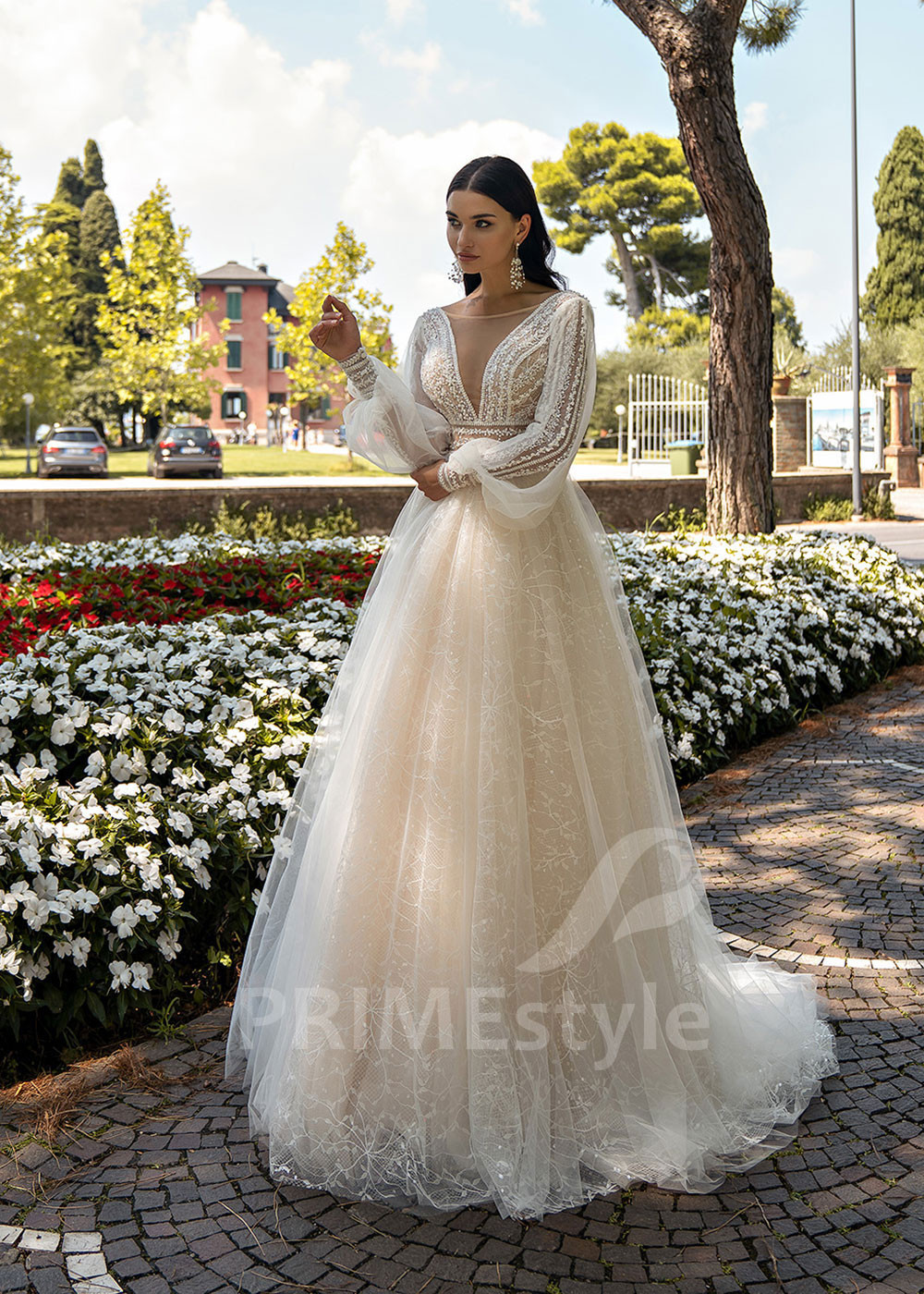 Exkluzívne trblietavé svadobné šaty RS519