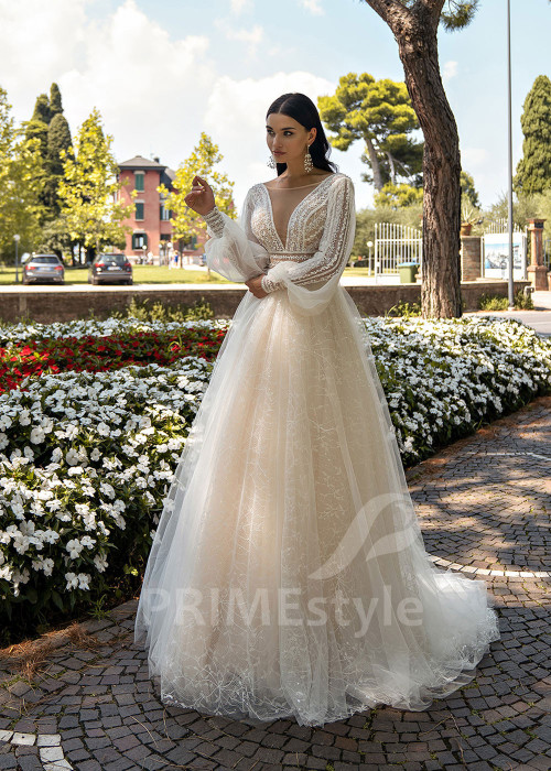 Exkluzívne trblietavé svadobné šaty RS519