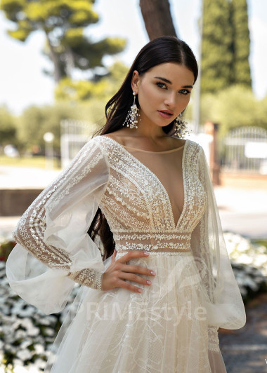Exkluzívne trblietavé svadobné šaty RS519 - primestyle.sk