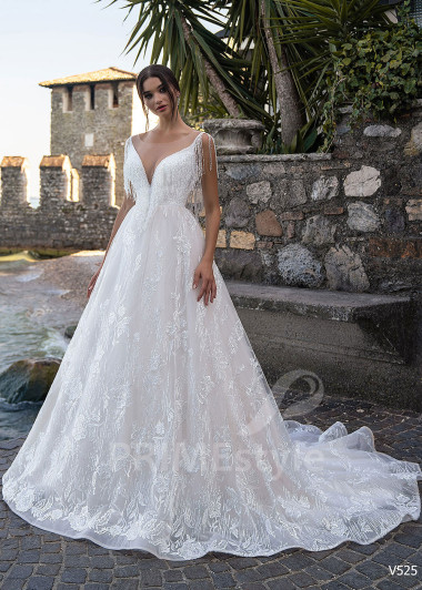 Exkluzívne trblietavé svadobné šaty RS525