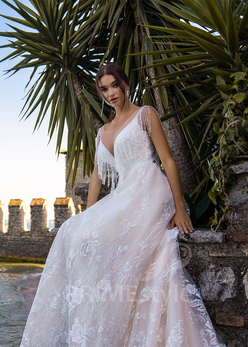 Exkluzívne trblietavé svadobné šaty RS525