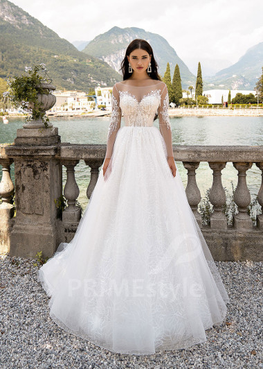 Extravagantné čipkované svadobné šaty RS531