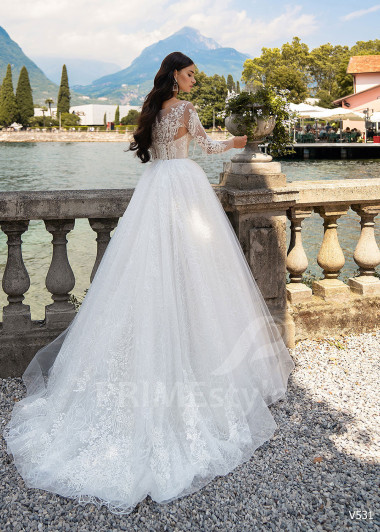 Extravagantné čipkované svadobné šaty RS531 - primestyle.sk