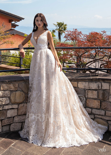 Luxusné celočipkované svadobné šaty RS533 - primestyle.sk