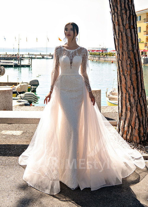 Elegantné celočipkované svadobné šaty RS534