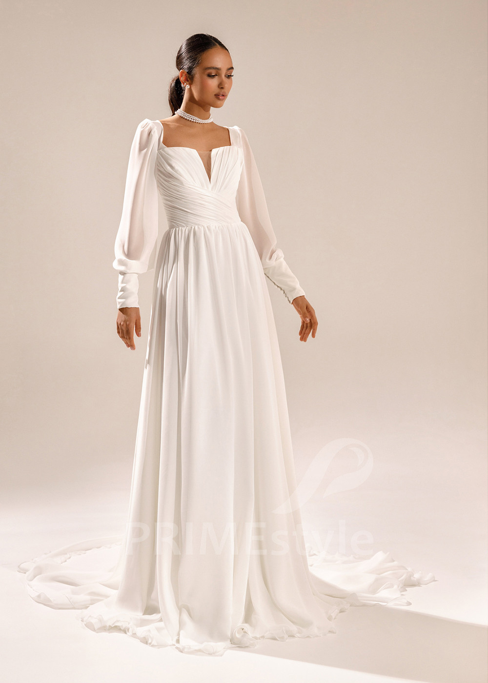 Jednoduché šifónové svadobné šaty Avril