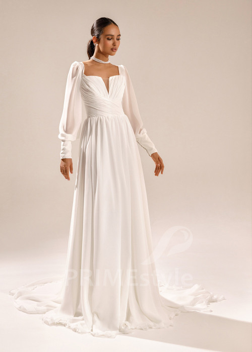 Jednoduché šifónové svadobné šaty Avril