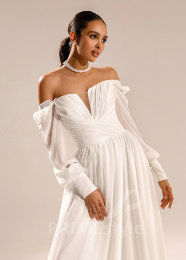 Jednoduché šifónové svadobné šaty Avril - primestyle.sk