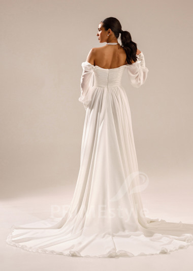 Jednoduché šifónové svadobné šaty Avril - primestyle.sk