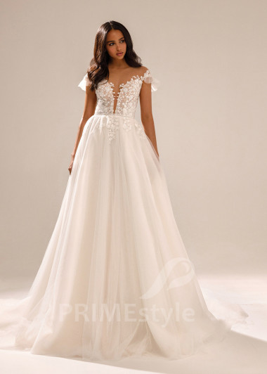 Jednoduché tylové svadobné šaty Coco