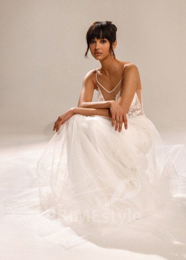 Luxusné svadobné šaty na ramienka Ellis - primestyle.sk