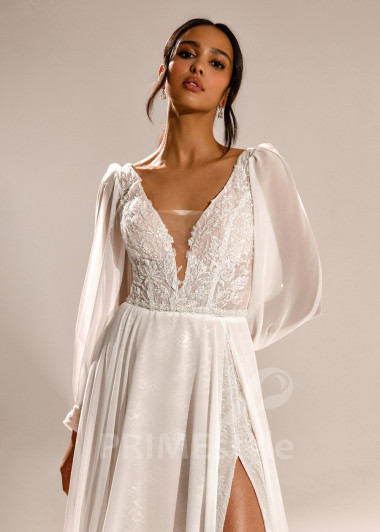 Extravagantné šifónové svadobné šaty Joanna - primestyle.sk