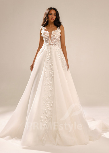 Luxusné kvetované svadobné šaty Jolly