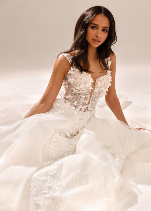 Luxusné kvetované svadobné šaty Jolly