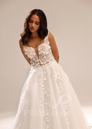 Luxusné kvetované svadobné šaty Jolly - primestyle.sk