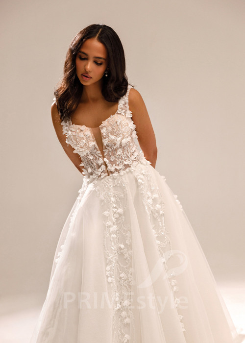 Luxusné kvetované svadobné šaty Jolly