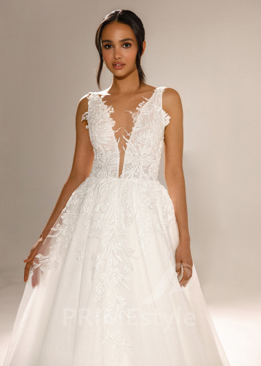 Elegantné čipkované svadobné šaty Laryna - primestyle.sk