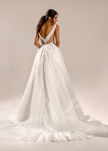 Elegantné čipkované svadobné šaty Laryna - primestyle.sk