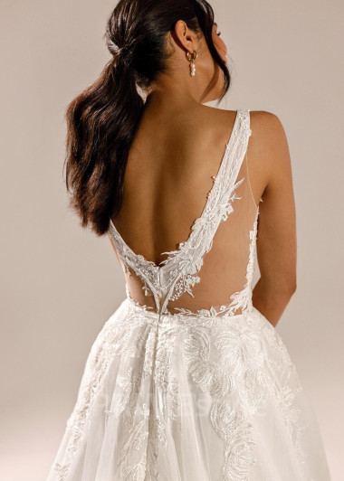 Elegantné čipkované svadobné šaty Laryna - primestyle.sk