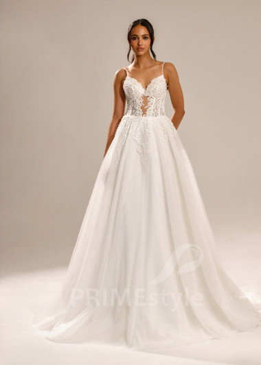 Luxusné svadobné šaty na ramienka Marianna