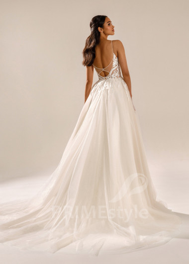 Jednoduché svadobné šaty na ramienka Ophelia - primestyle.sk