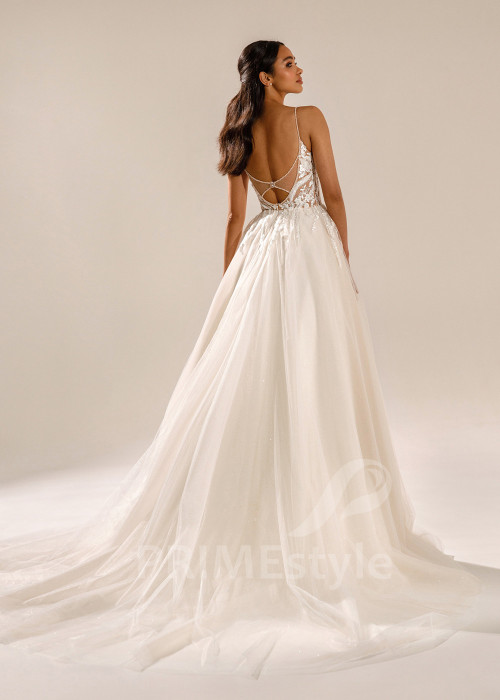 Jednoduché svadobné šaty na ramienka Ophelia